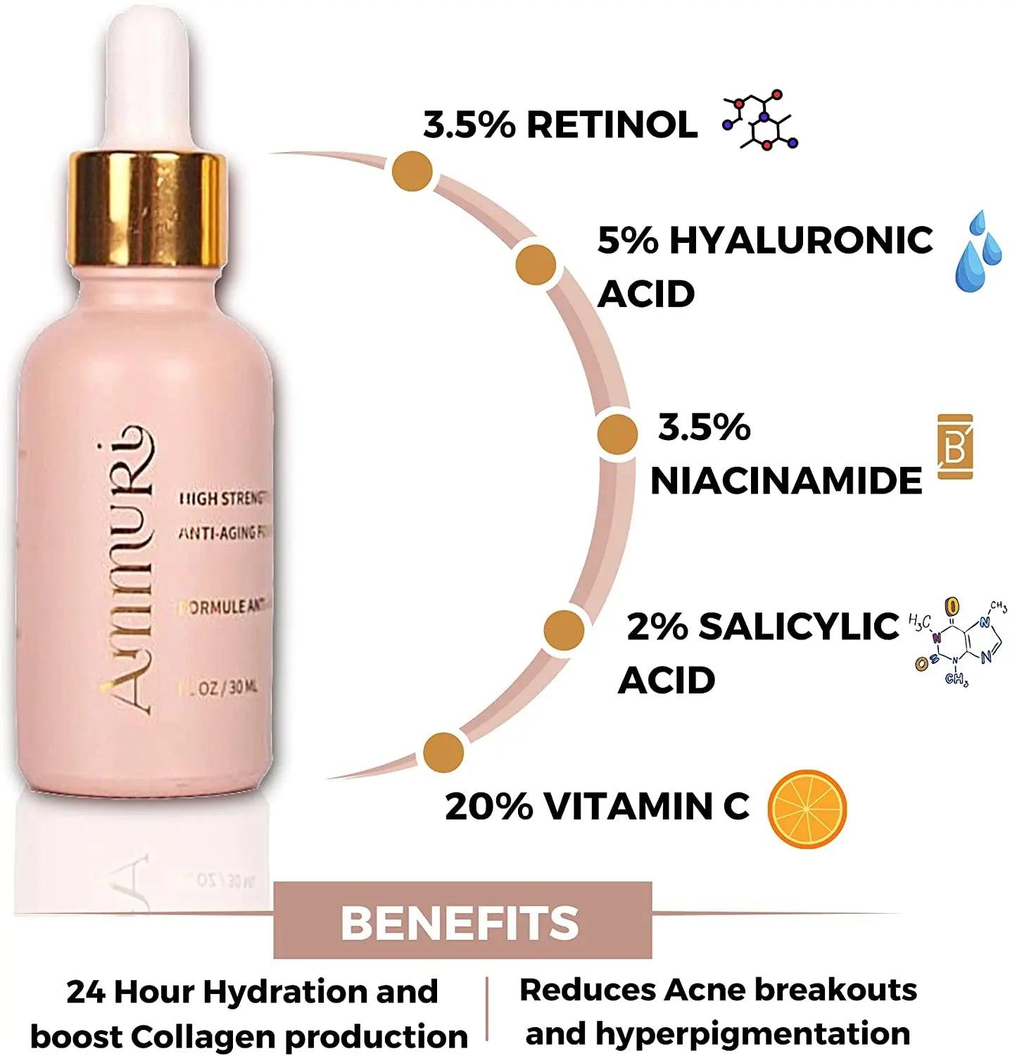 Ammuri 3.5% Retinol High Strength Face Serum – Anti - Ageing Formula - Herbalshire Handmade Herbal Products