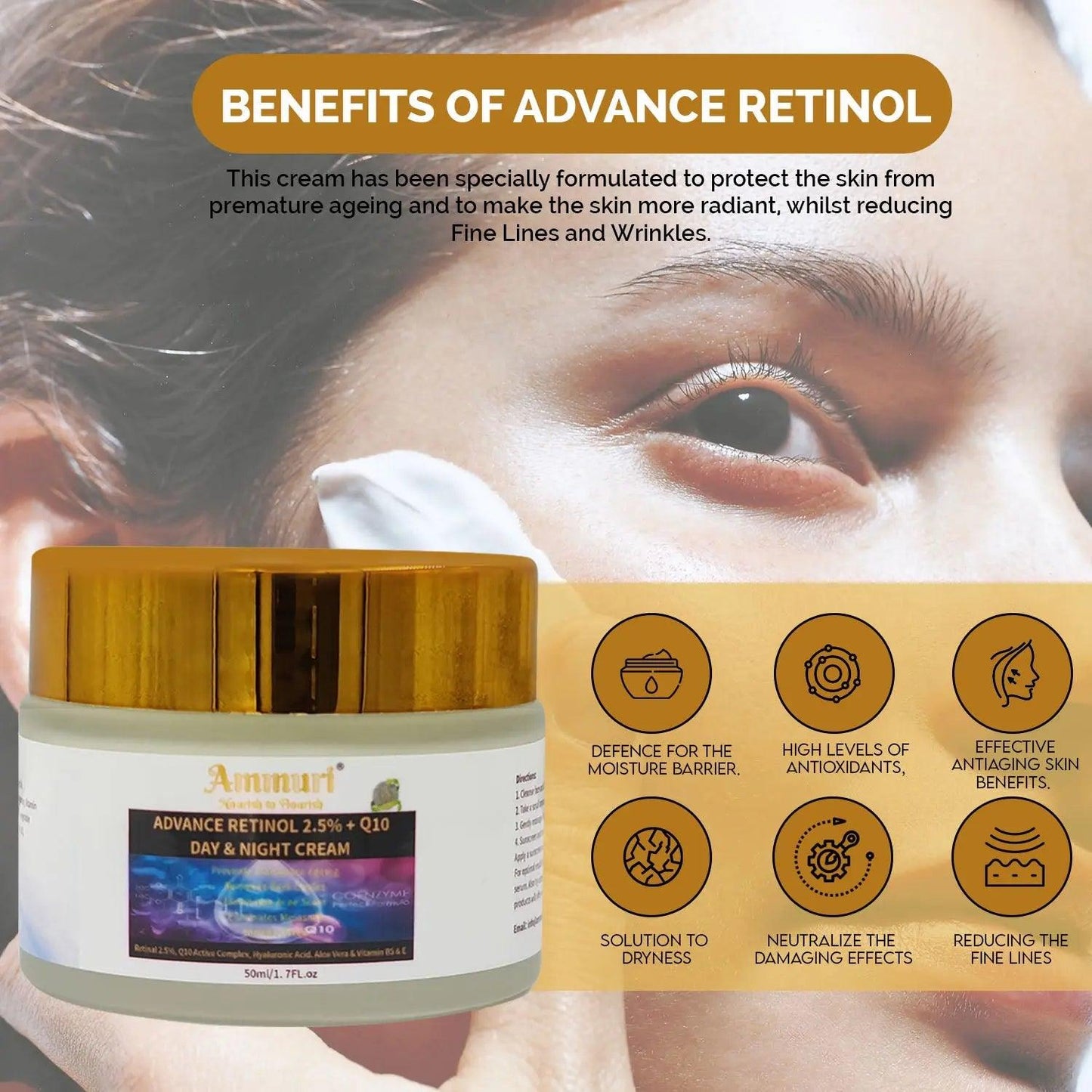Ammuri Advanced Retinol 2.5% + Q10 Anti - Aging Cream - Herbalshire Handmade Herbal Products
