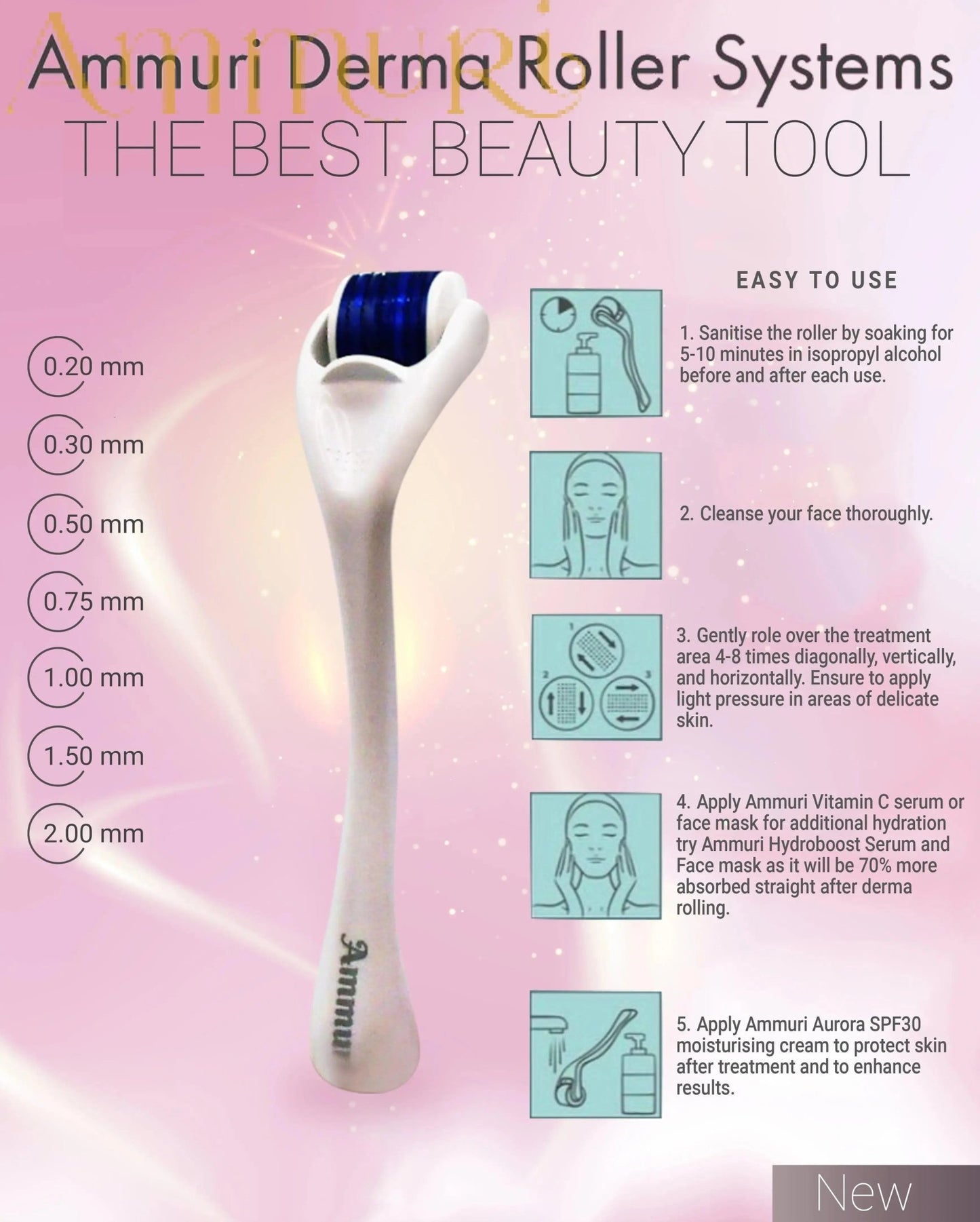 Ammuri Aesthetic Derma Roller System - Microneedle Derma Roller - Herbalshire Handmade Herbal Products