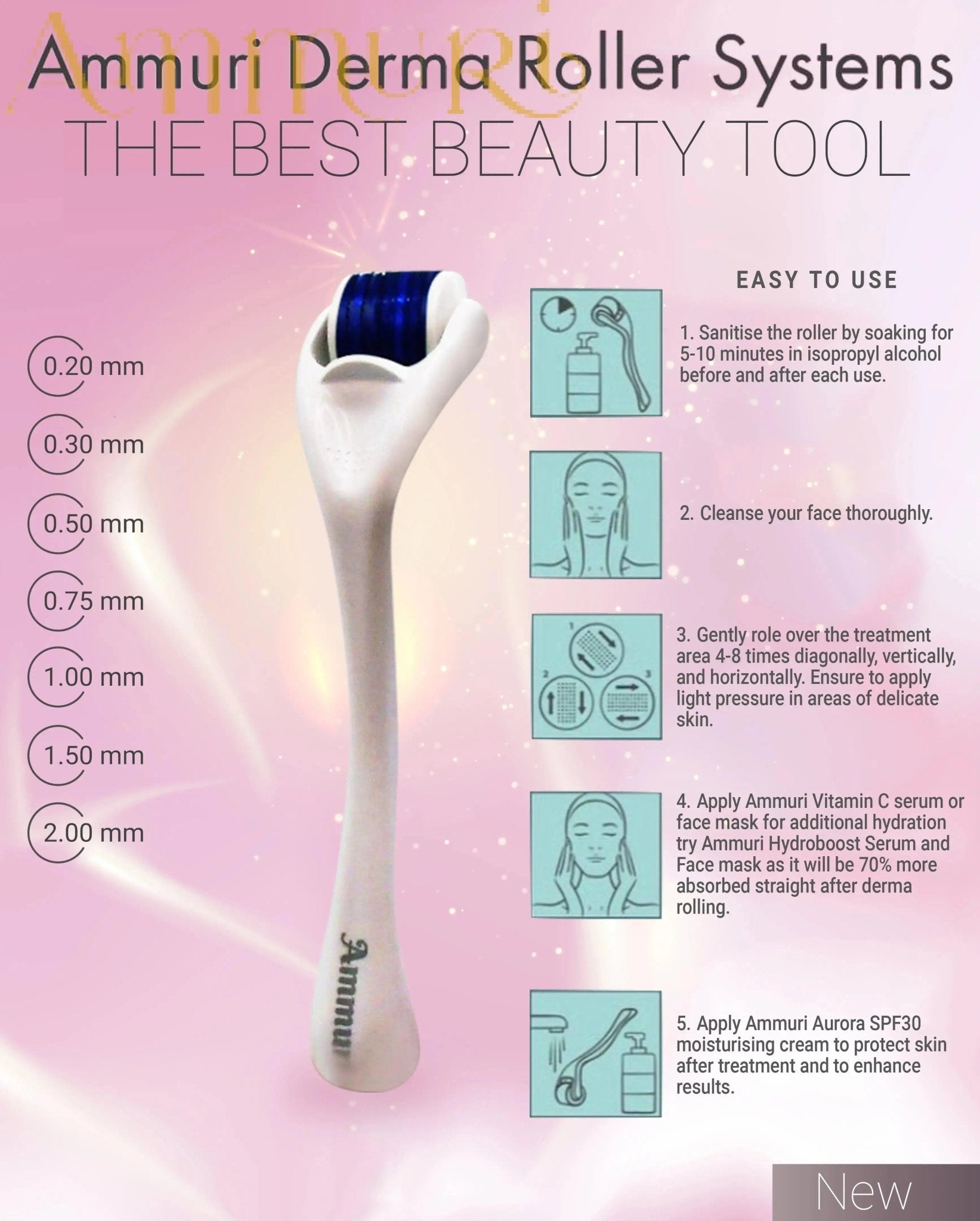 Ammuri Aesthetic Derma Roller System - Microneedle Derma Roller - Herbalshire Handmade Herbal Products