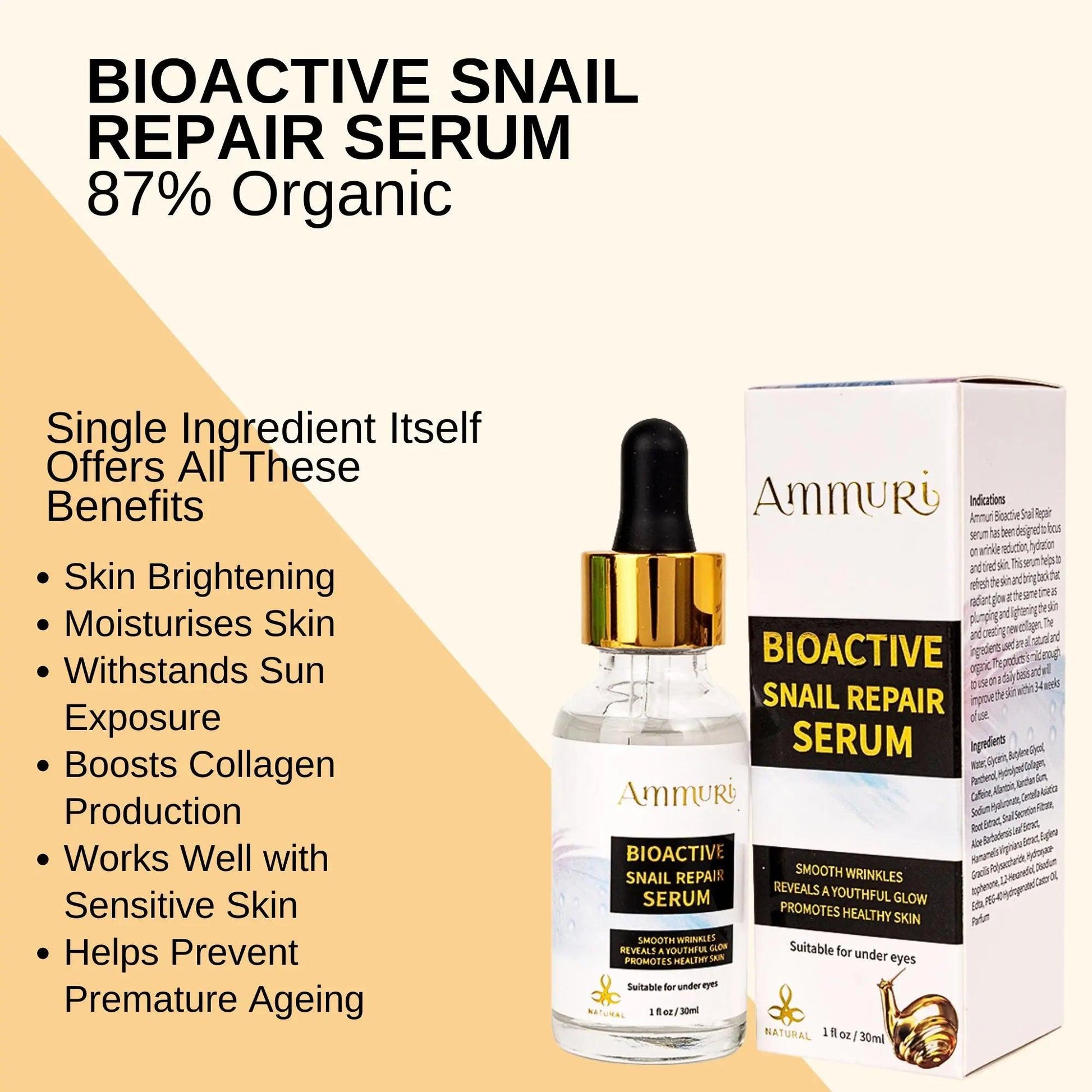 Ammuri Bioactive Snail Repair Serum Anti - Aging Organic - Herbalshire Handmade Herbal Products