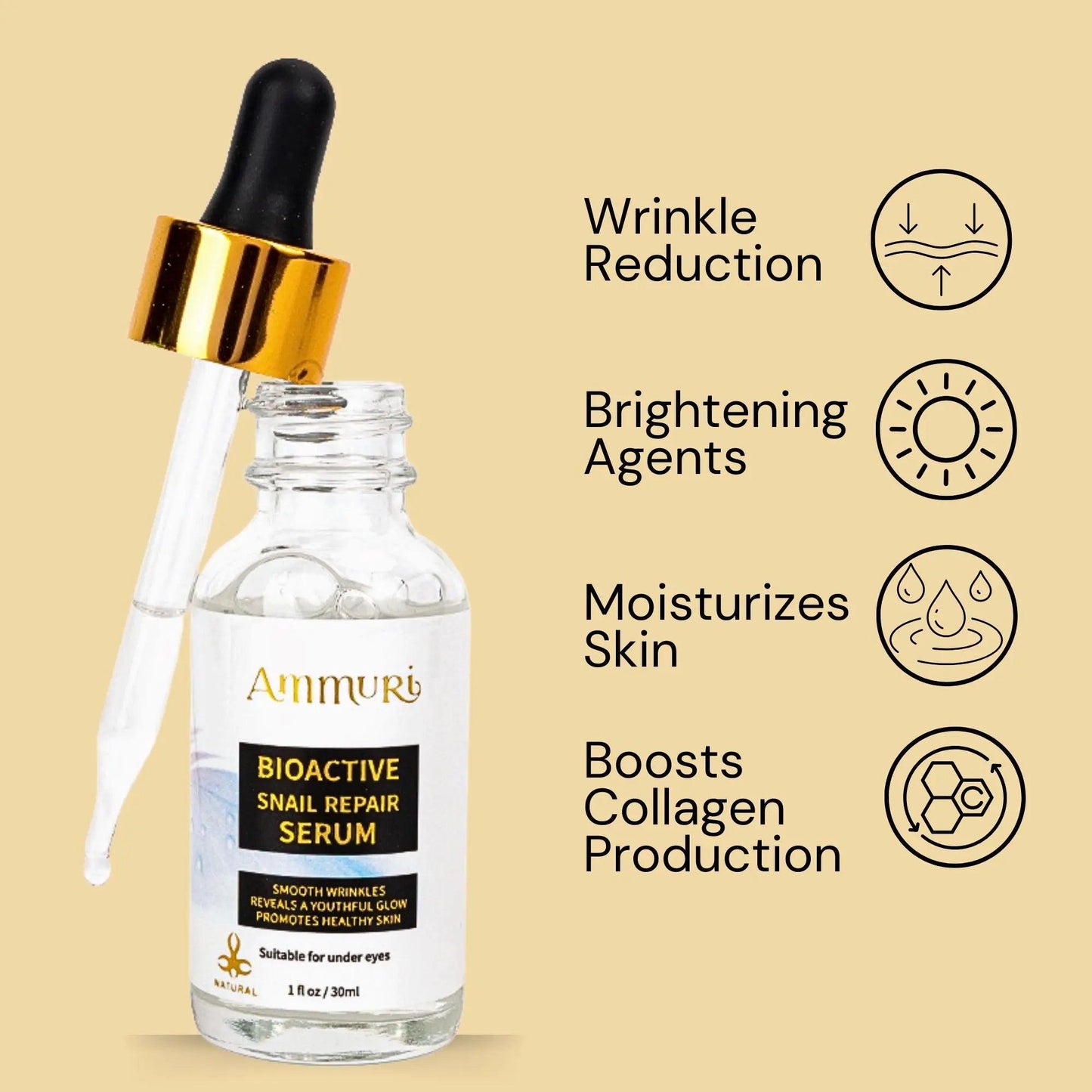 Ammuri Bioactive Snail Repair Serum Anti - Aging Organic - Herbalshire Handmade Herbal Products