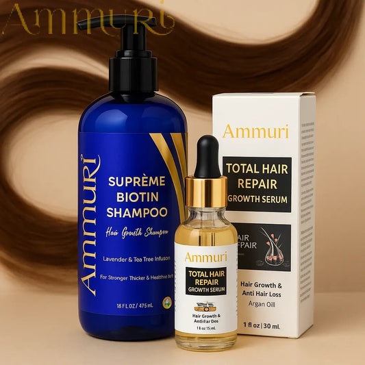 Ammuri Biotin DHT Blocker Shampoo & Hair Repair Oil Set - Herbalshire Handmade Herbal Products