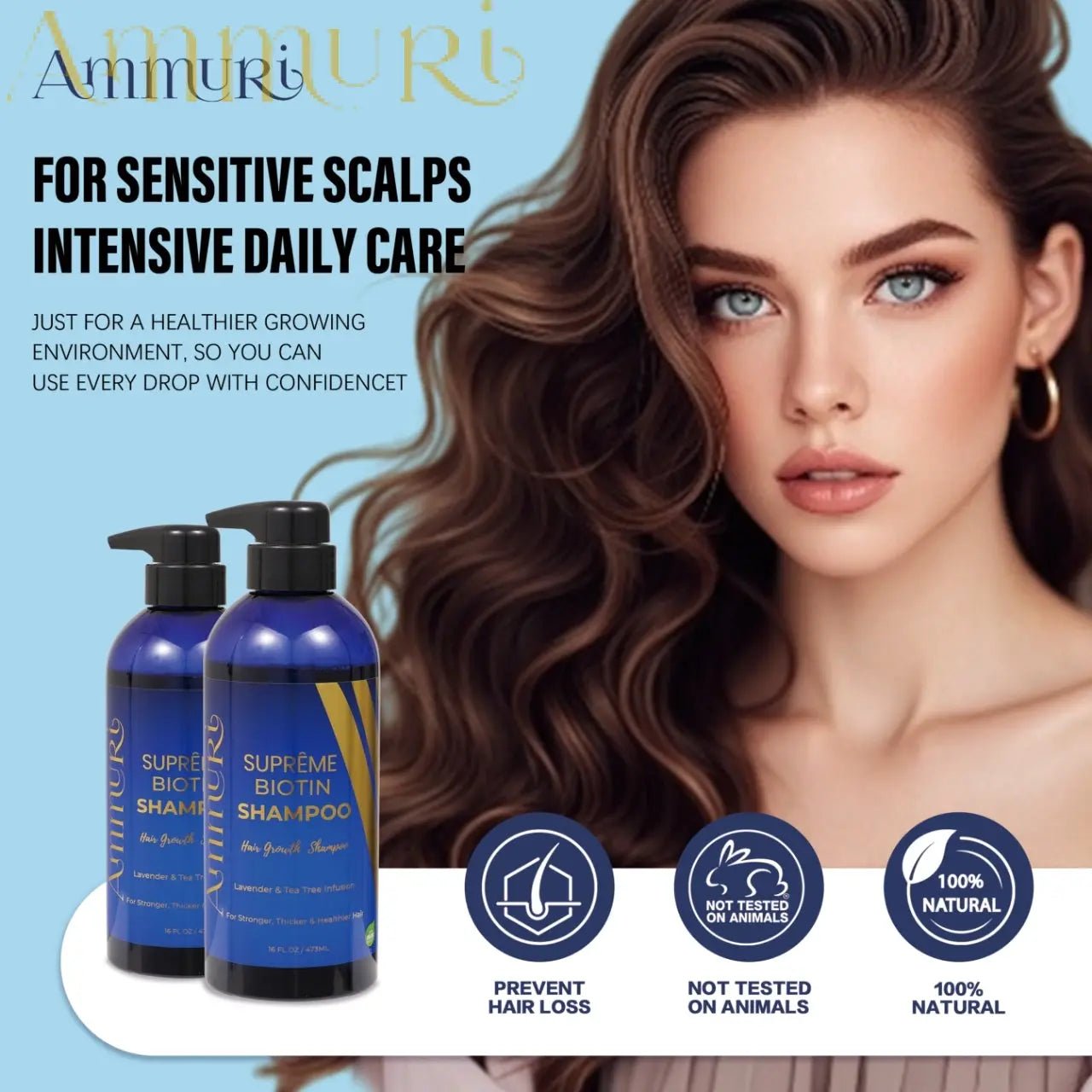 Ammuri Biotin DHT Blocker Shampoo Sulfate - Free Hair Loss Treatment - Herbalshire Handmade Herbal Products
