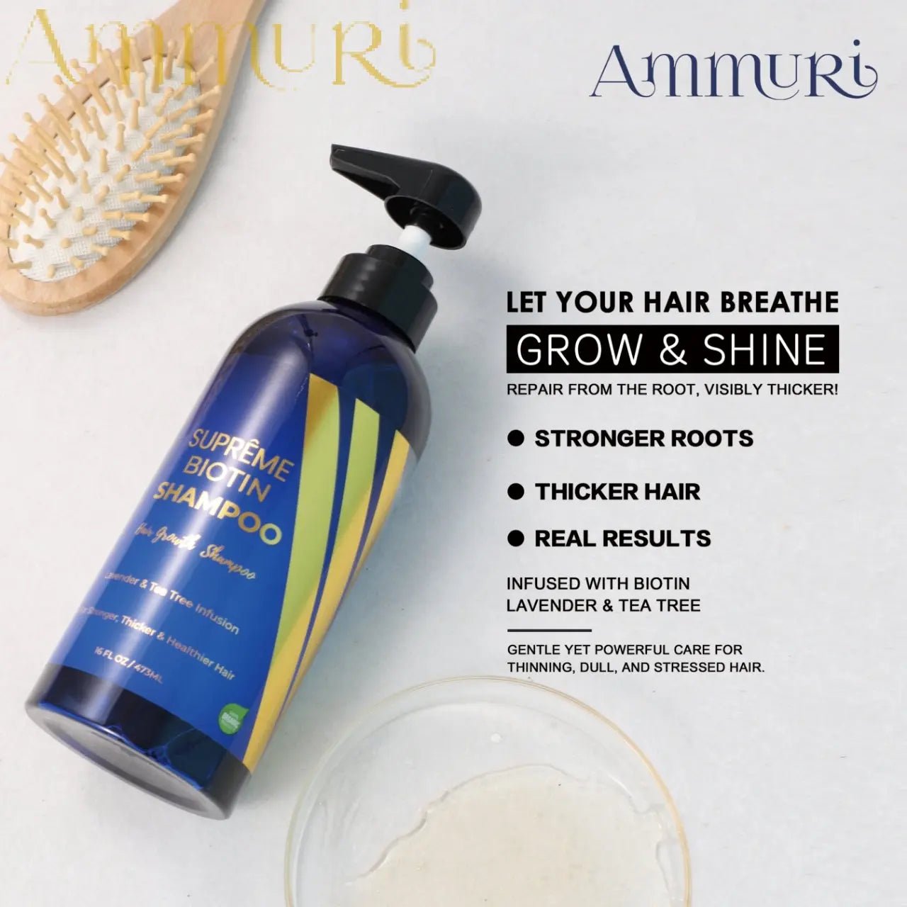 Ammuri Biotin DHT Blocker Shampoo Sulfate - Free Hair Loss Treatment - Herbalshire Handmade Herbal Products
