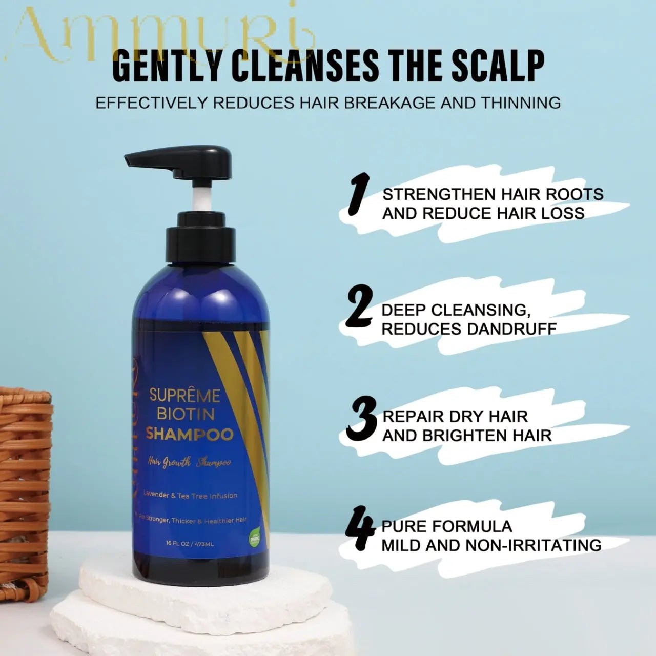 Ammuri Biotin DHT Blocker Shampoo Sulfate - Free Hair Loss Treatment - Herbalshire Handmade Herbal Products