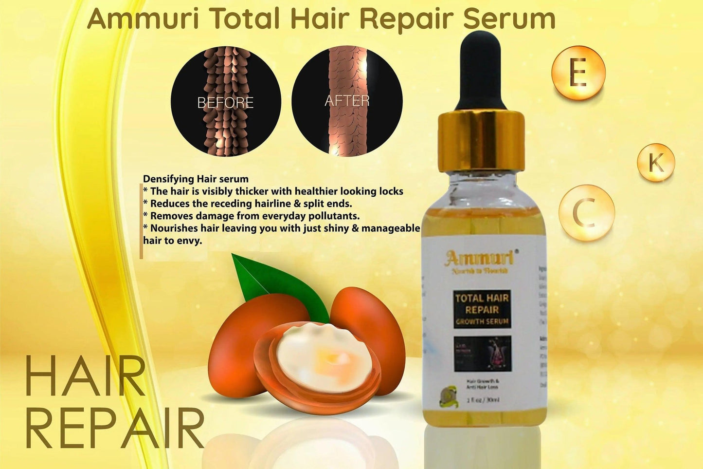 Ammuri Hair Growth Serum with Biotin Argan Oil for Hair - Herbalshire Handmade Herbal Products