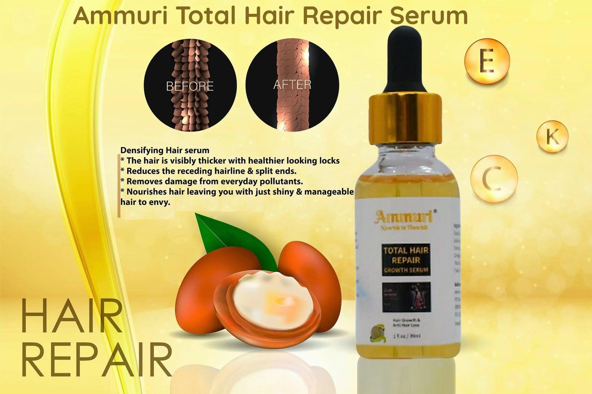 Ammuri Hair Growth Serum with Biotin Argan Oil for Hair - Herbalshire Handmade Herbal Products