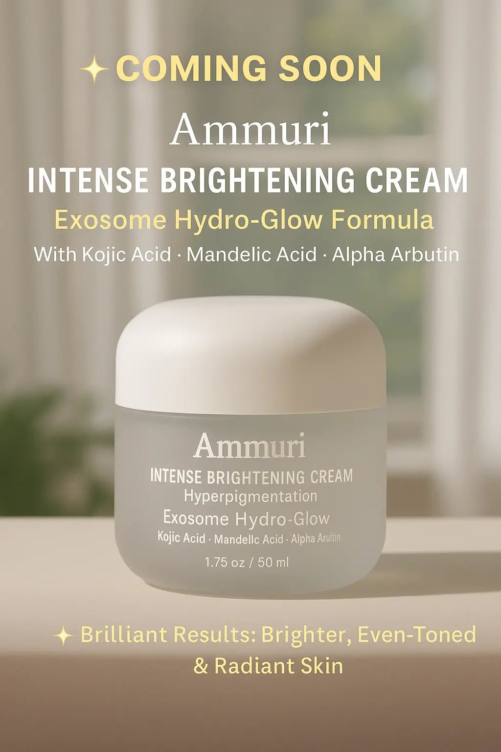 Ammuri Intense Brightening Cream with Exosome Hydro - Glow | Kojic Acid, Mandelic Acid, Alpha Arbutin & Glutathione | Hyperpigmentation & Dark Spot Corrector | 50ml - Herbalshire Handmade Herbal Products