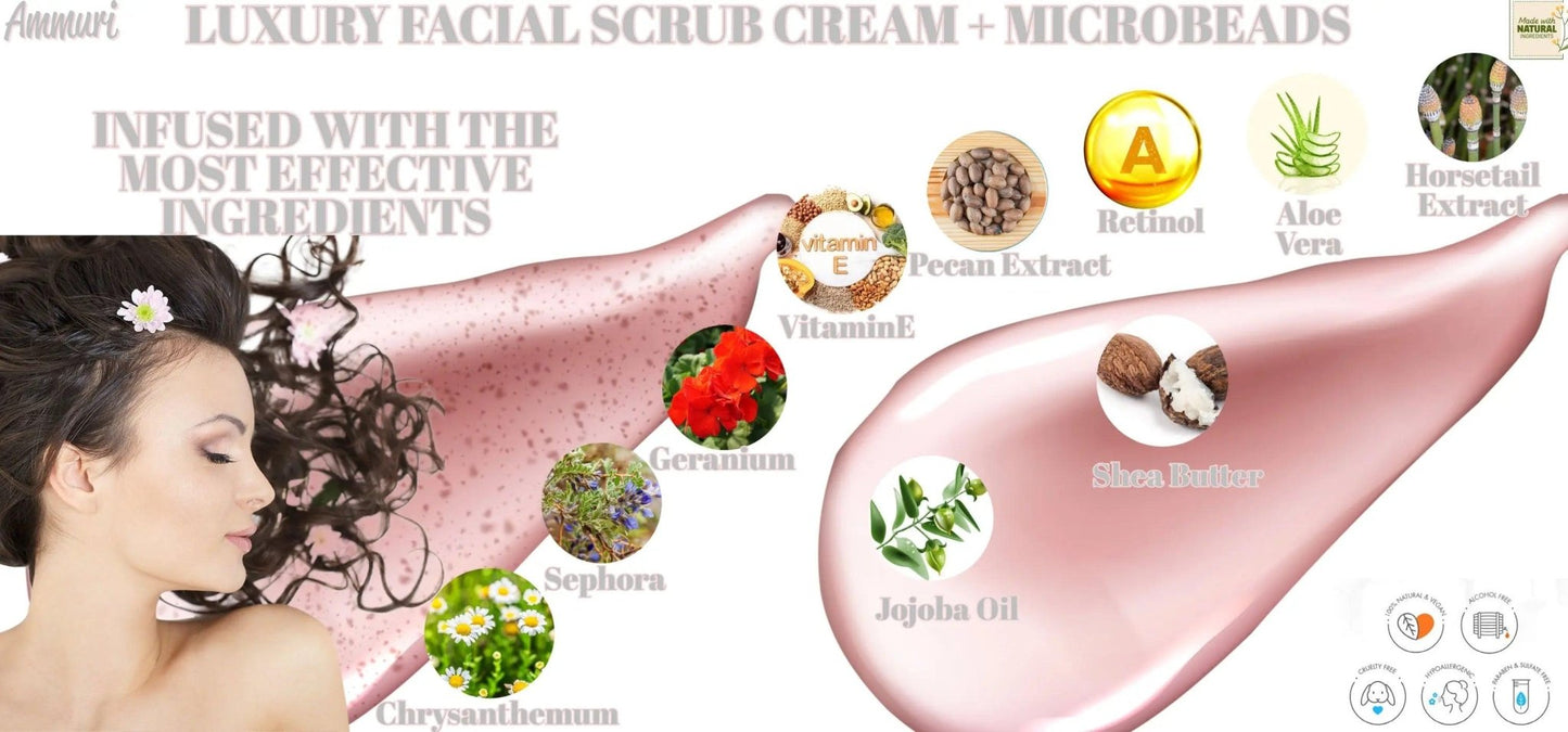 Ammuri Luxury Retinal Facial Scrub Cream for Radiant Skin - Herbalshire Handmade Herbal Products