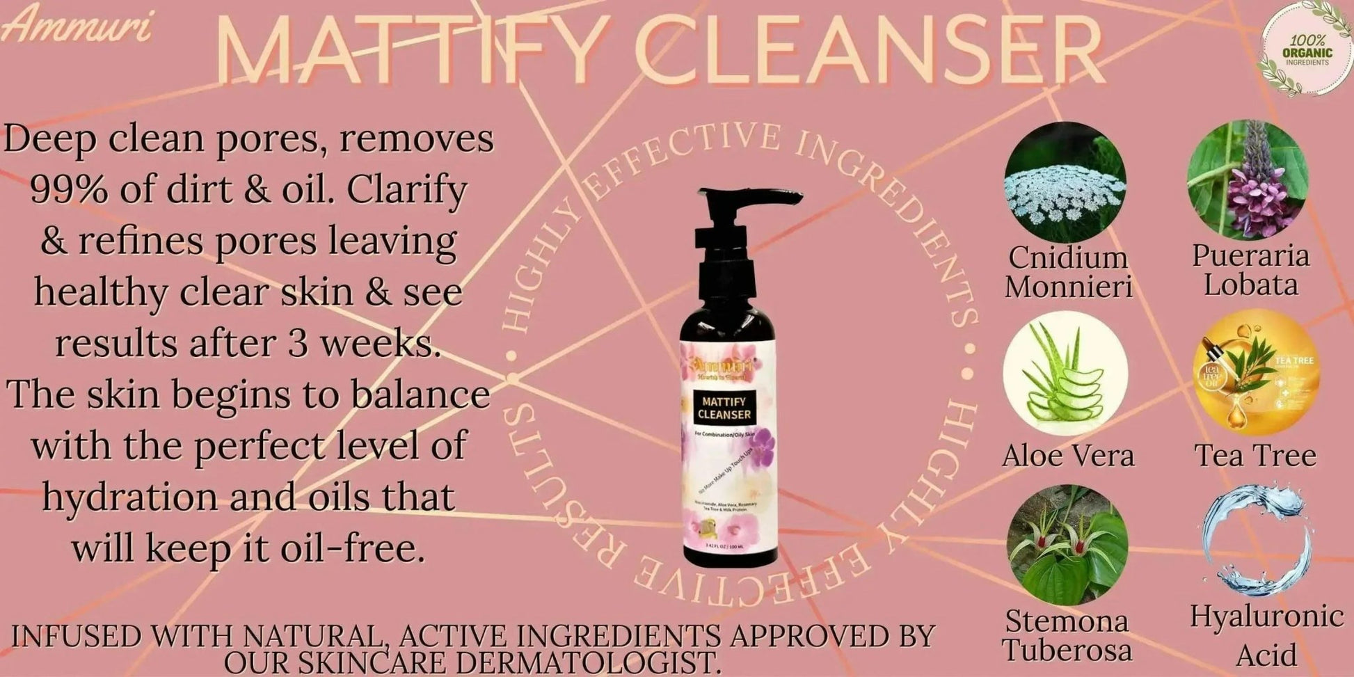 Ammuri Mattify Cleanser for Oily Skin - 100ml - Herbalshire Handmade Herbal Products