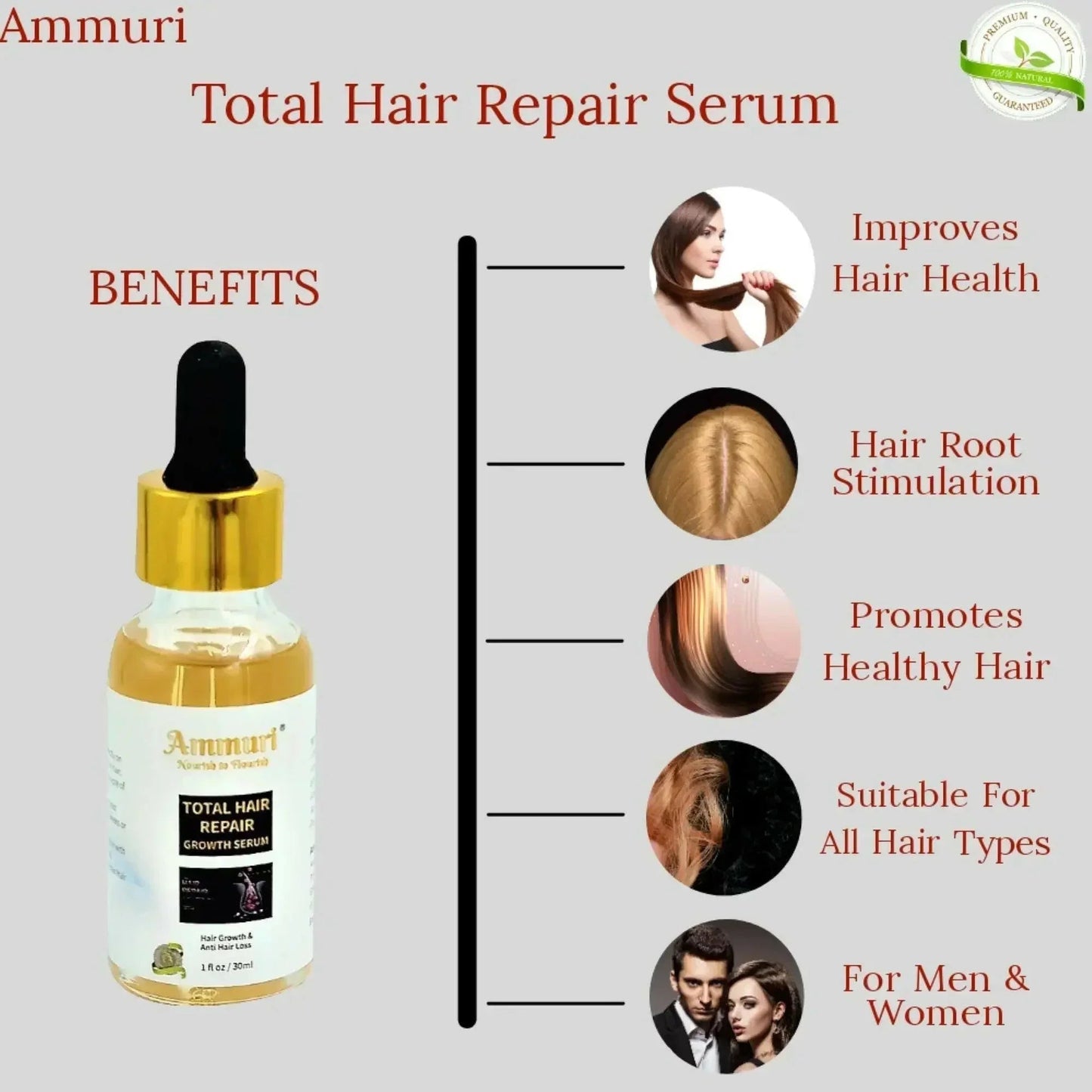 Ammuri Natural Hair Oil – Nourishing Scalp & Hair Care for Thicker - Looking Hair (50ml) - Herbalshire Handmade Herbal Products