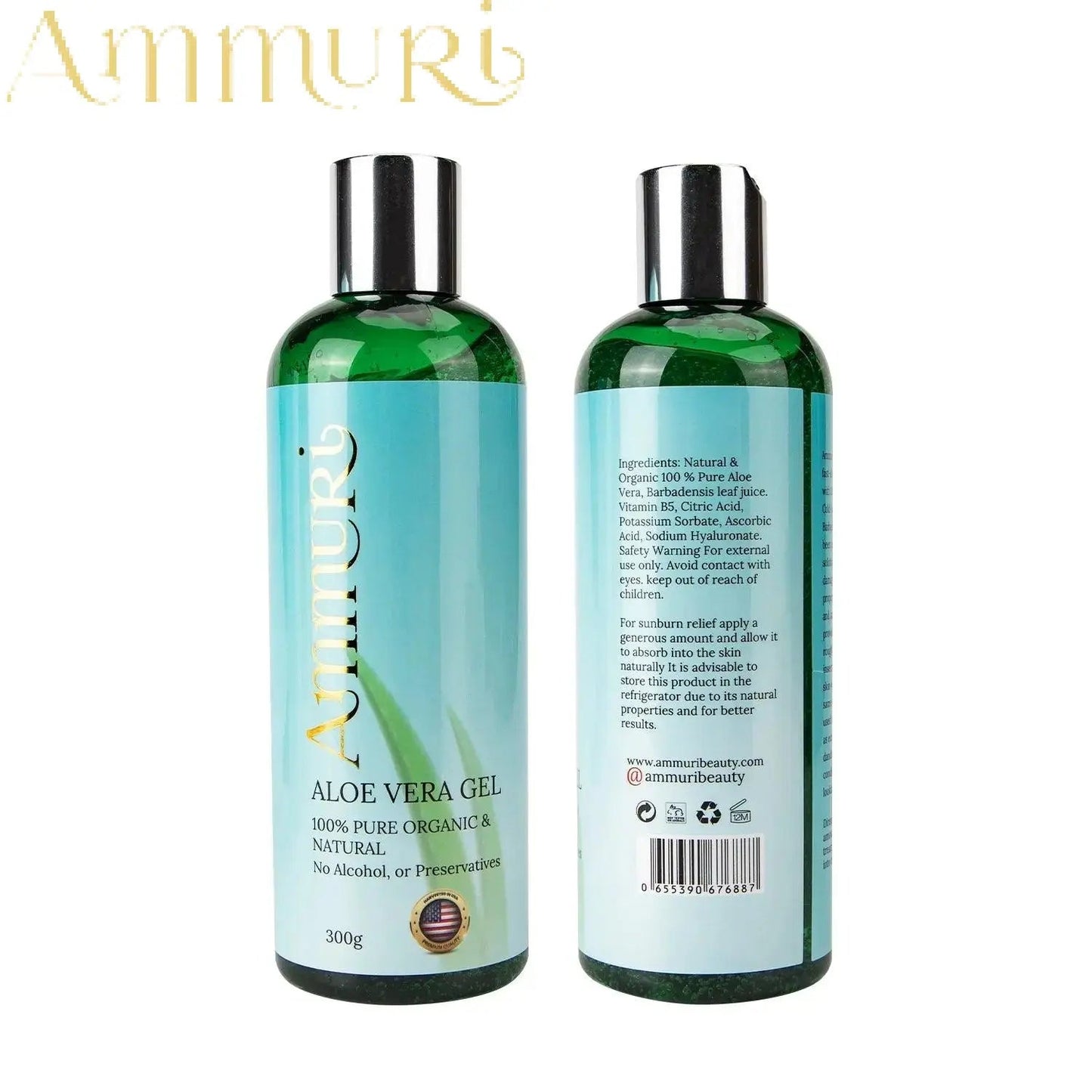 Ammuri Organic Aloe Vera Gel for Skin Hydration - Herbalshire Handmade Herbal Products