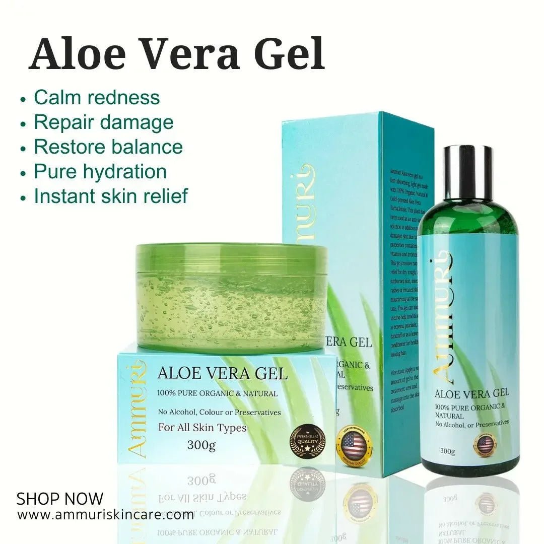 Ammuri Organic Aloe Vera Gel Set – Pure Soothing Gel for Face, Hair & Body - Herbalshire Handmade Herbal Products