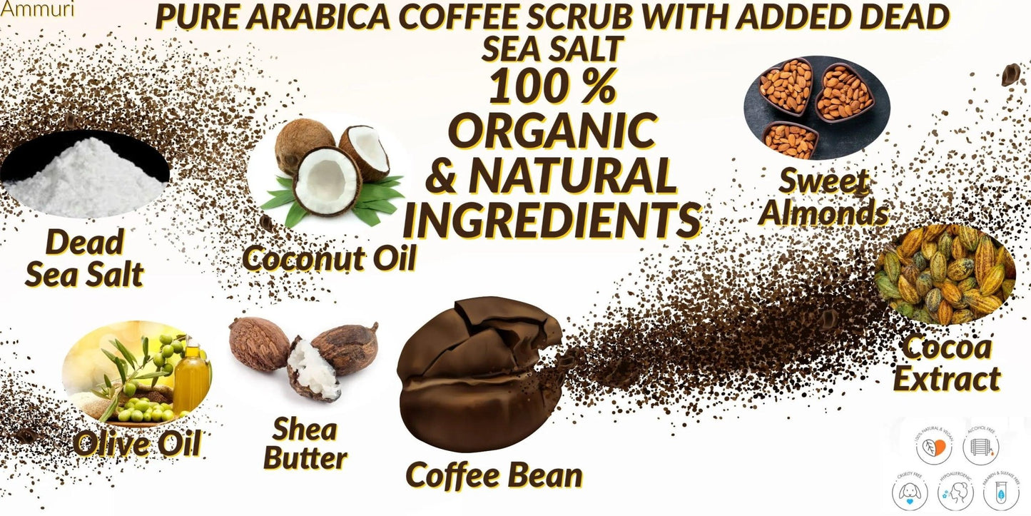 Ammuri Organic Coffee Body Scrub with Dead Sea Salt - Herbalshire Handmade Herbal Products