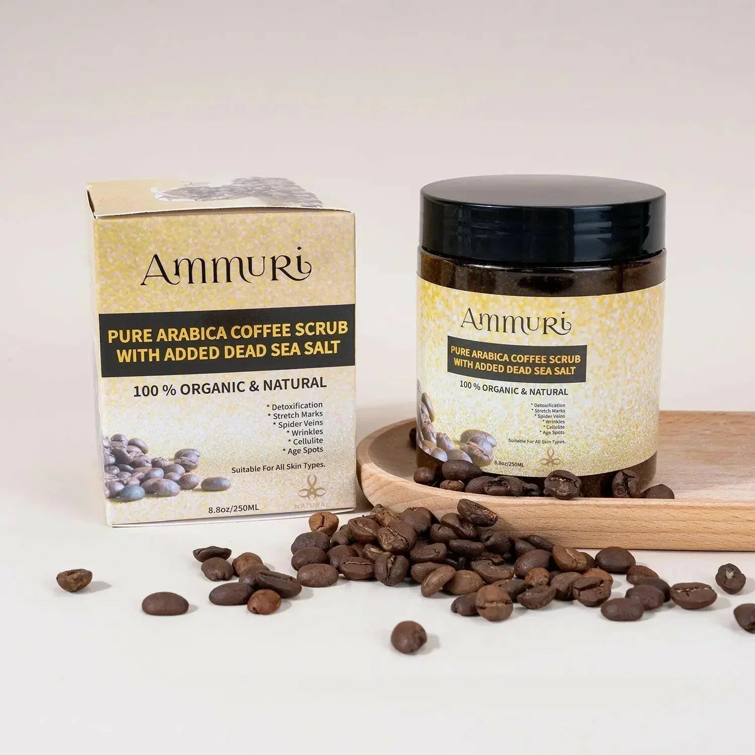 Ammuri Organic Coffee Scrub for Skin - Arabica Face Mask - Herbalshire Handmade Herbal Products