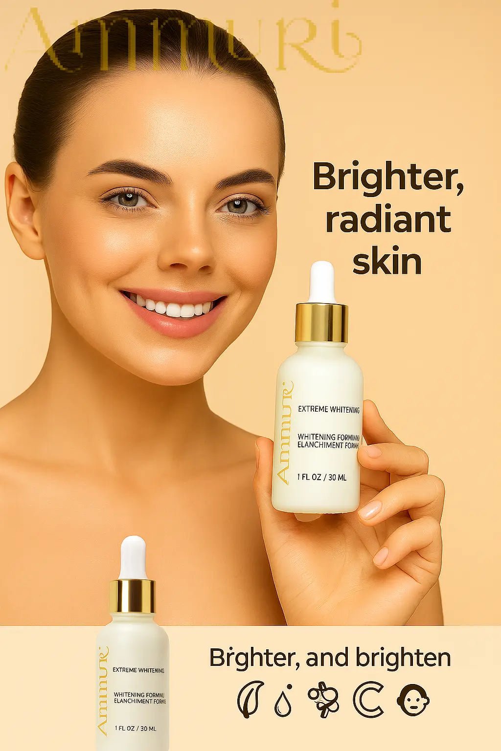 Ammuri Premium Whitening & Brightening Serum 30ml – Kojic Acid, Tranexamic Acid, Alpha Arbutin, Vitamin C & Hyaluronic Acid | Dark Spot Corrector & Hyperpigmentation Treatment – Korean Face Serum - Herbalshire Handmade Herbal Products