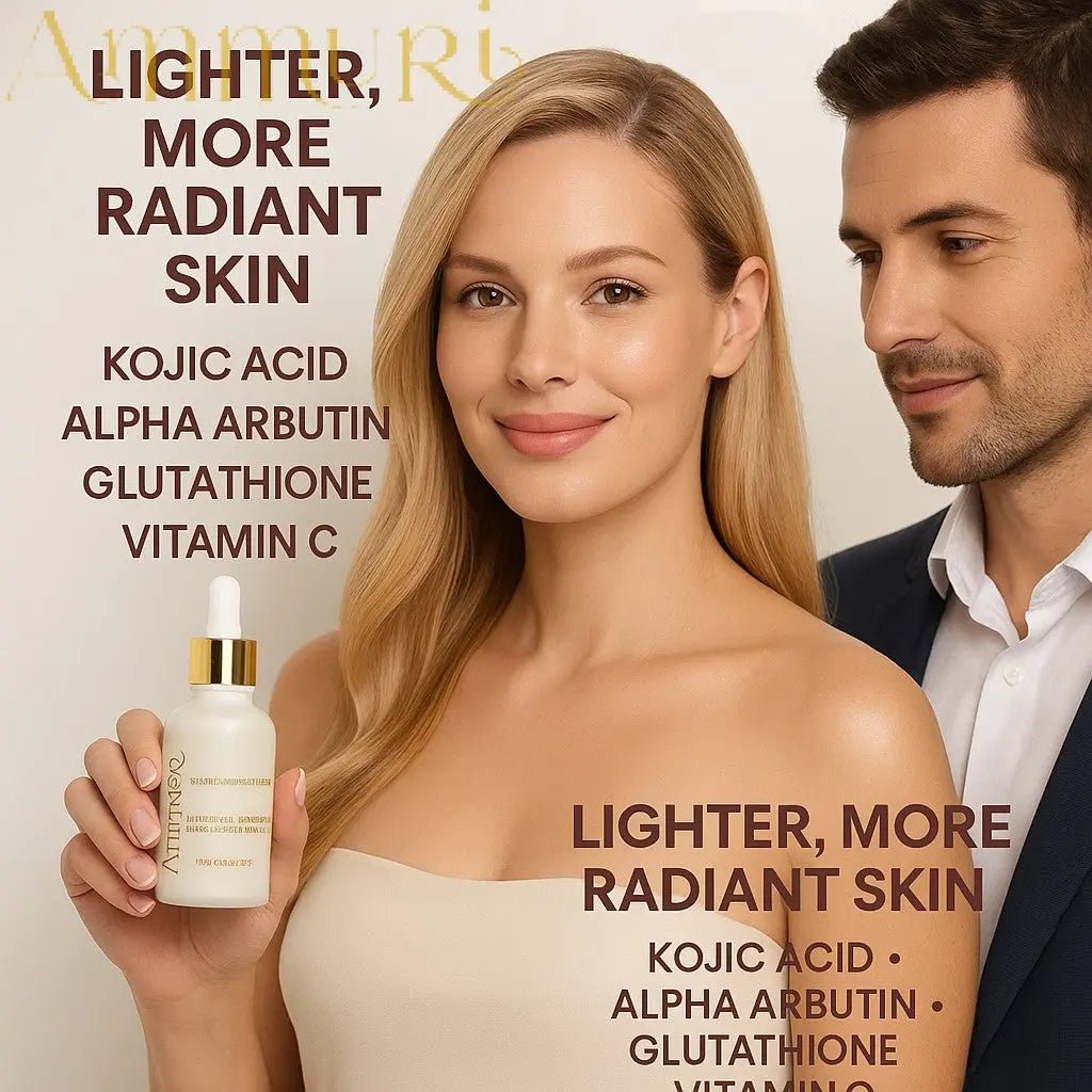 Ammuri Premium Whitening & Brightening Serum 30ml – Kojic Acid, Tranexamic Acid, Alpha Arbutin, Vitamin C & Hyaluronic Acid | Dark Spot Corrector & Hyperpigmentation Treatment – Korean Face Serum - Herbalshire Handmade Herbal Products