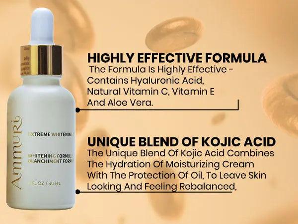 Ammuri Premium Whitening & Brightening Serum 30ml – Kojic Acid, Tranexamic Acid, Alpha Arbutin, Vitamin C & Hyaluronic Acid | Dark Spot Corrector & Hyperpigmentation Treatment – Korean Face Serum - Herbalshire Handmade Herbal Products