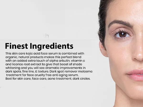 Ammuri Premium Whitening & Brightening Serum 30ml – Kojic Acid, Tranexamic Acid, Alpha Arbutin, Vitamin C & Hyaluronic Acid | Dark Spot Corrector & Hyperpigmentation Treatment – Korean Face Serum - Herbalshire Handmade Herbal Products