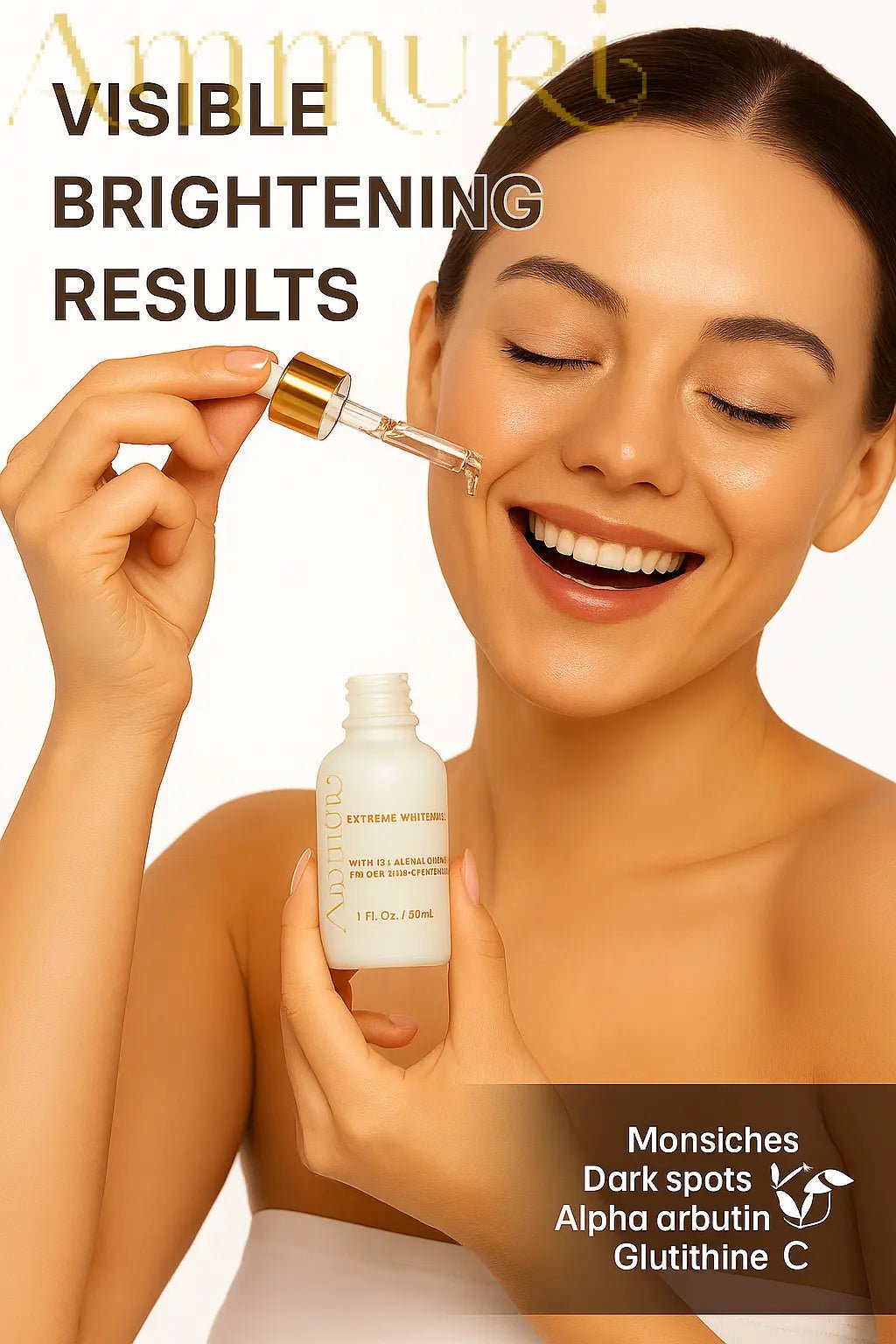 Ammuri Premium Whitening & Brightening Serum 30ml – Kojic Acid, Tranexamic Acid, Alpha Arbutin, Vitamin C & Hyaluronic Acid | Dark Spot Corrector & Hyperpigmentation Treatment – Korean Face Serum - Herbalshire Handmade Herbal Products