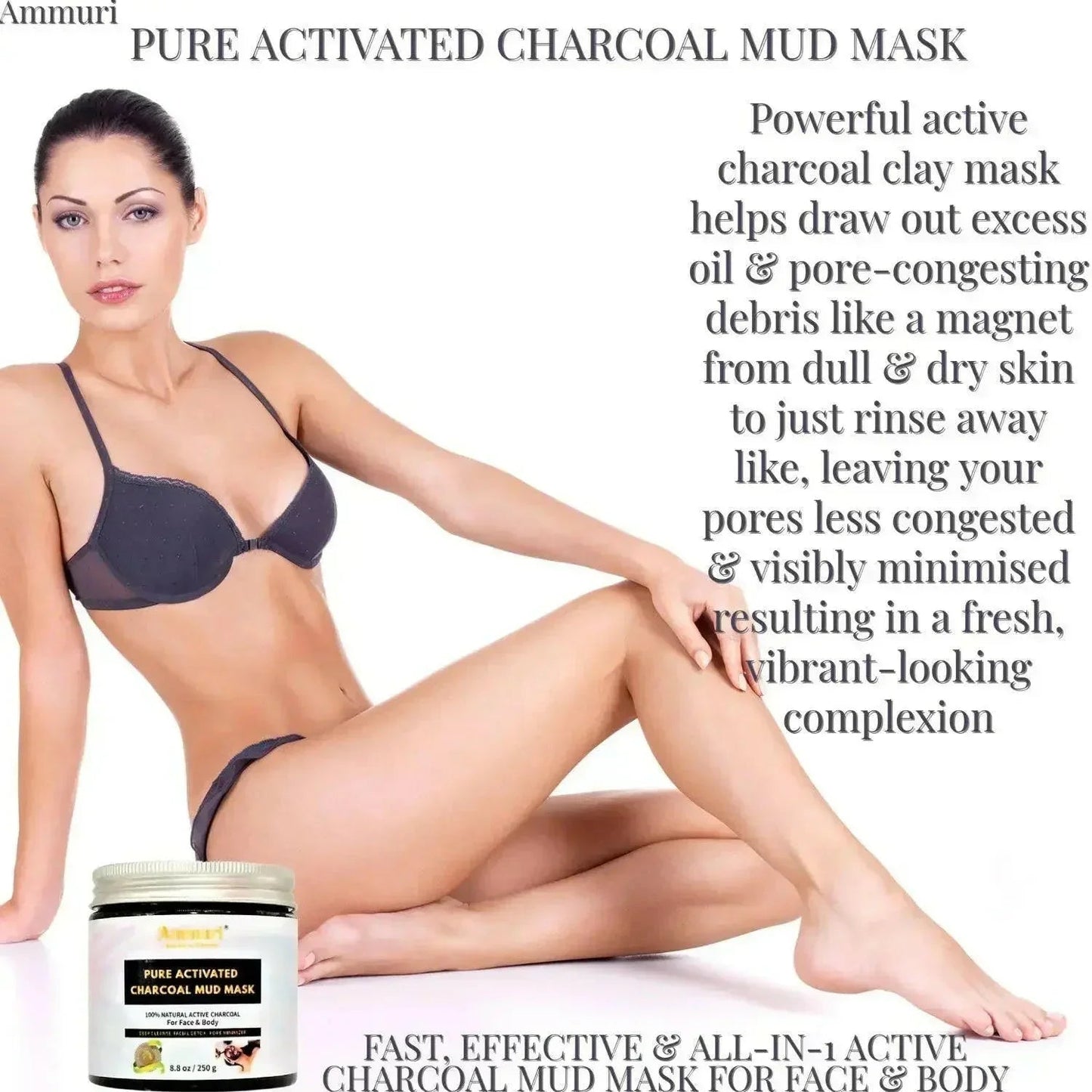 Ammuri Pure Activated Charcoal Mud Mask for Face & Body - Herbalshire Handmade Herbal Products