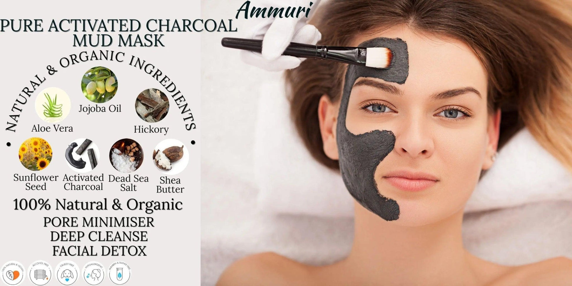 Ammuri Pure Activated Charcoal Mud Mask for Pigmentation - Herbalshire Handmade Herbal Products
