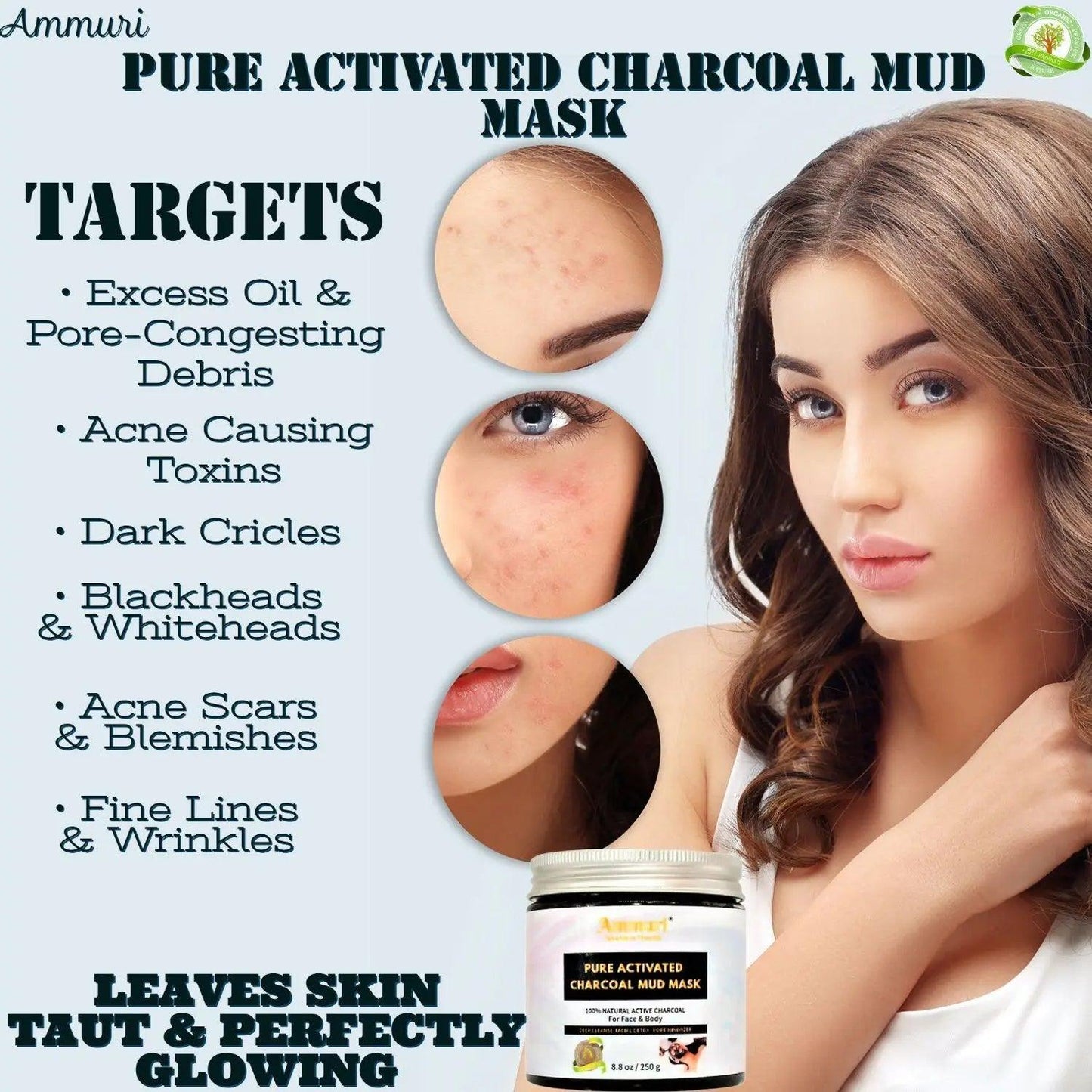 Ammuri Pure Activated Charcoal Mud Mask for Pigmentation - Herbalshire Handmade Herbal Products