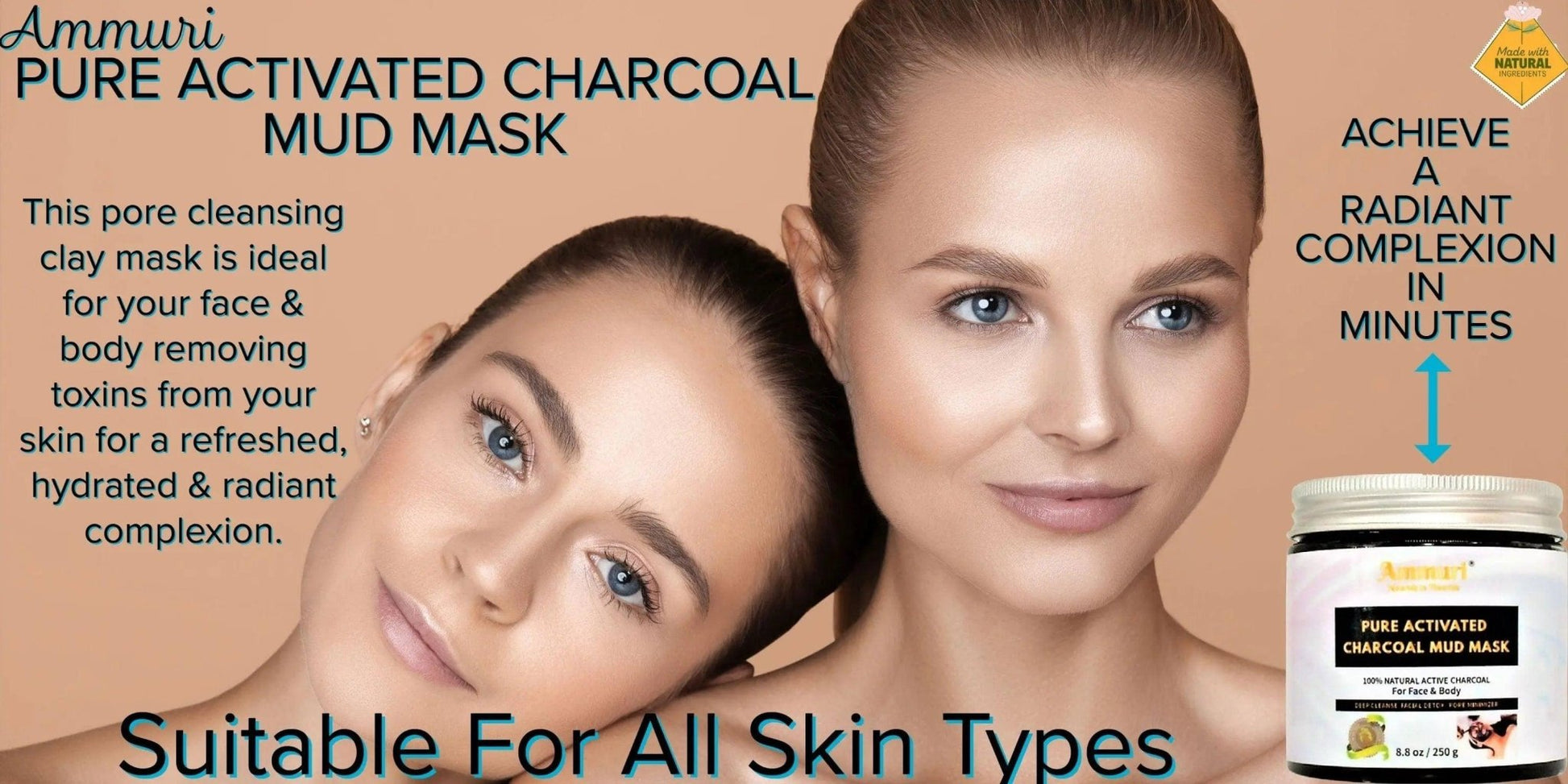 Ammuri Pure Activated Charcoal Mud Mask for Pigmentation - Herbalshire Handmade Herbal Products