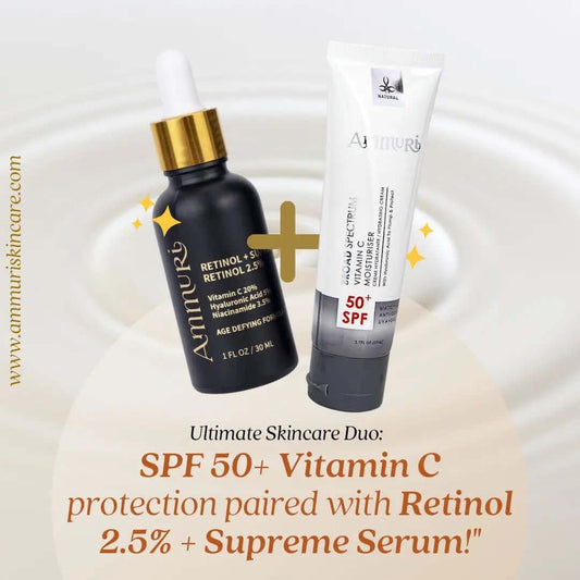 Ammuri Radiant Skin Serum Set with Retinol & SPF 50 Vitamin C - Herbalshire Handmade Herbal Products