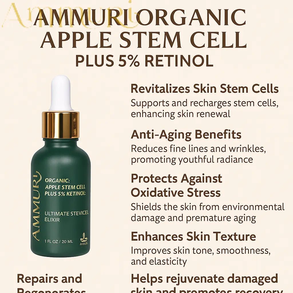 Ammuri Retinol Serum 5% + Apple Stem Cell – Anti - Aging, Acne, Dark Spot Care 30ml - Herbalshire Handmade Herbal Products