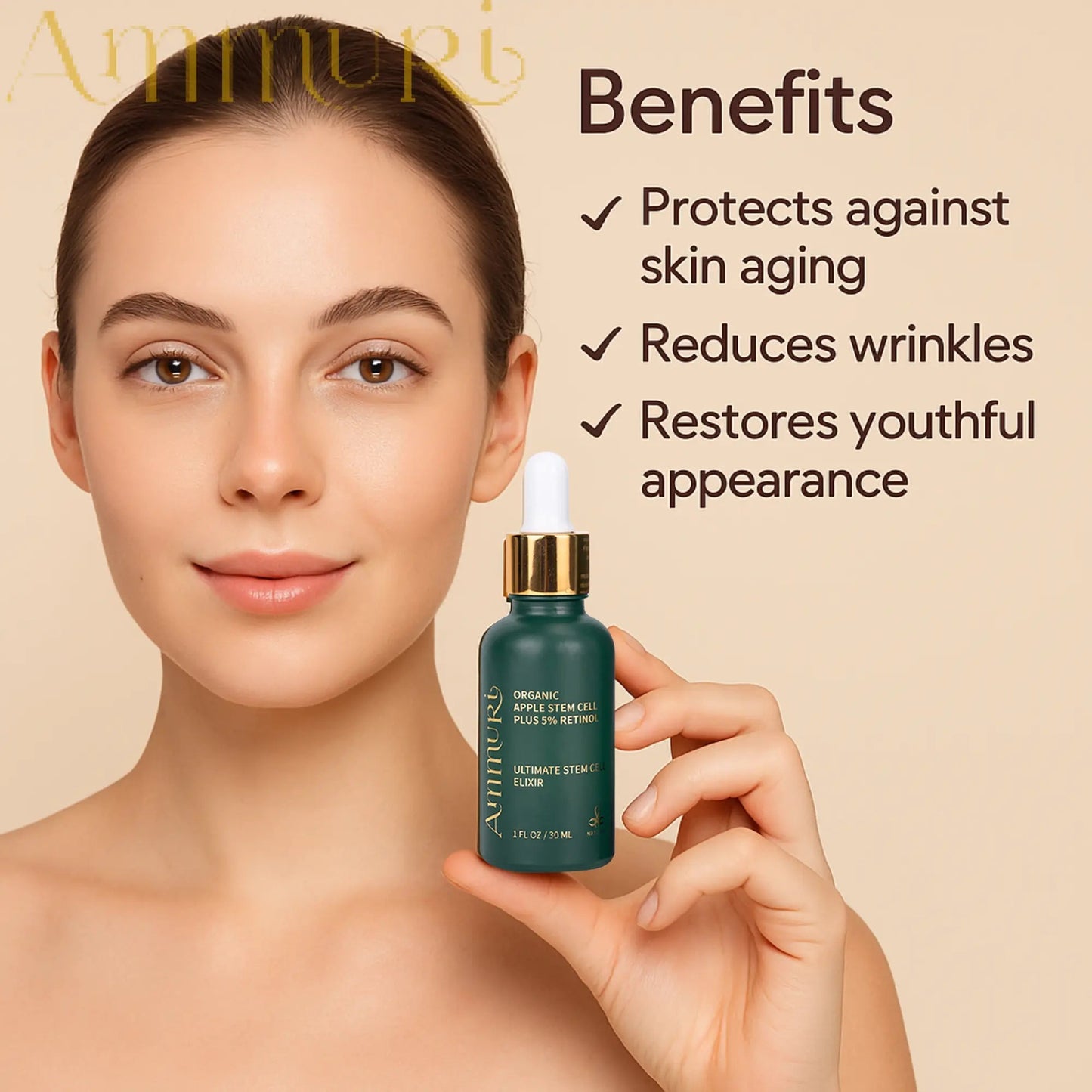 Ammuri Retinol Serum 5% + Apple Stem Cell – Anti - Aging, Acne, Dark Spot Care 30ml - Herbalshire Handmade Herbal Products