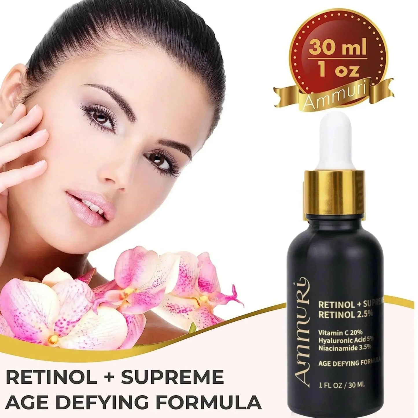Ammuri Retinol Supreme 2.5% Serum – Anti - Aging Treatment - Age - Defying Formula - Herbalshire Handmade Herbal Products