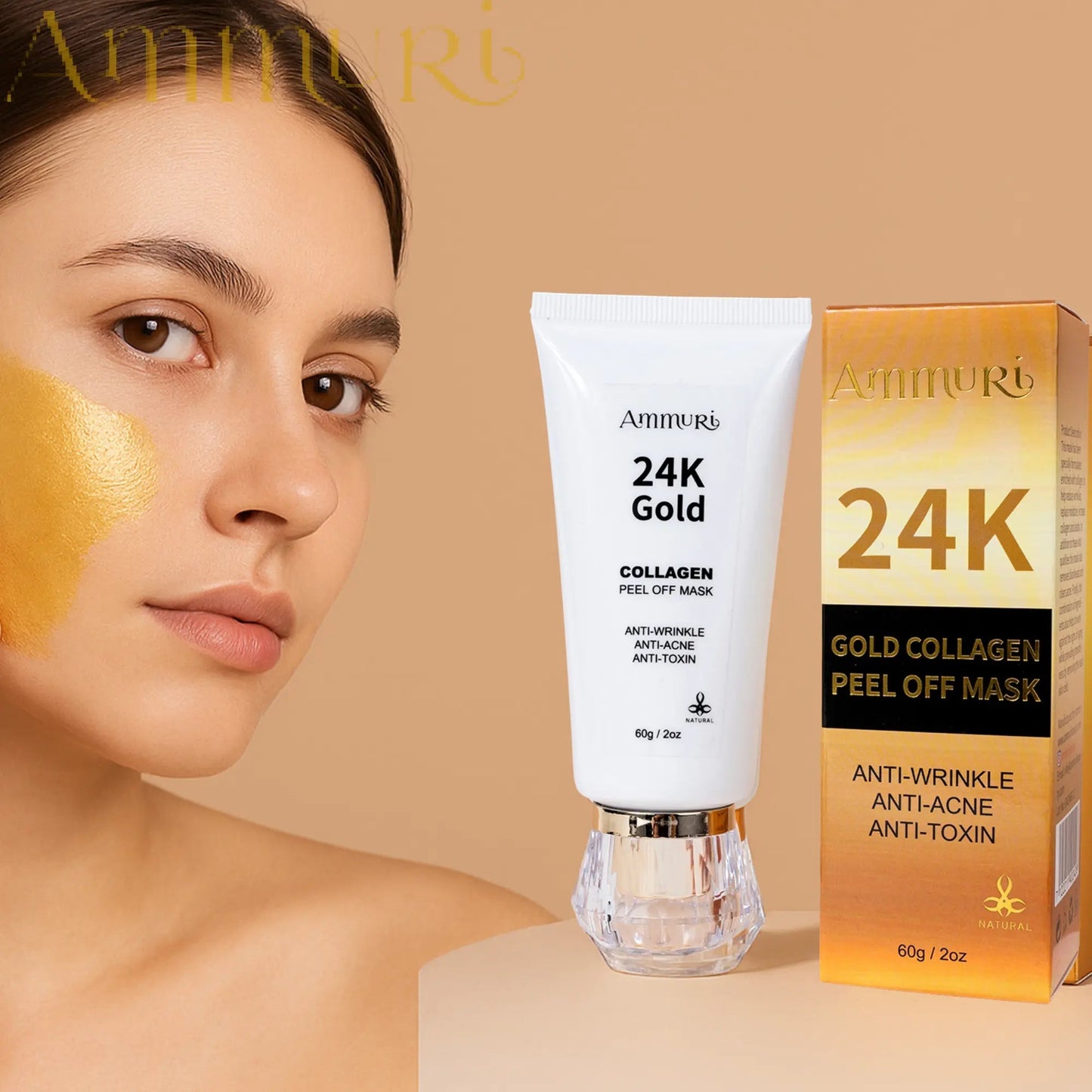 Ammuri Skincare 24K Gold Collagen Face Mask Peel Off - Herbalshire Handmade Herbal Products