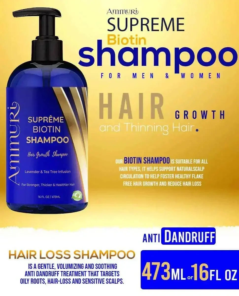 Ammuri Supreme Biotin Shampoo – Daily Hair Care for Thicker - Looking Hair (473ml) - Herbalshire Handmade Herbal Products
