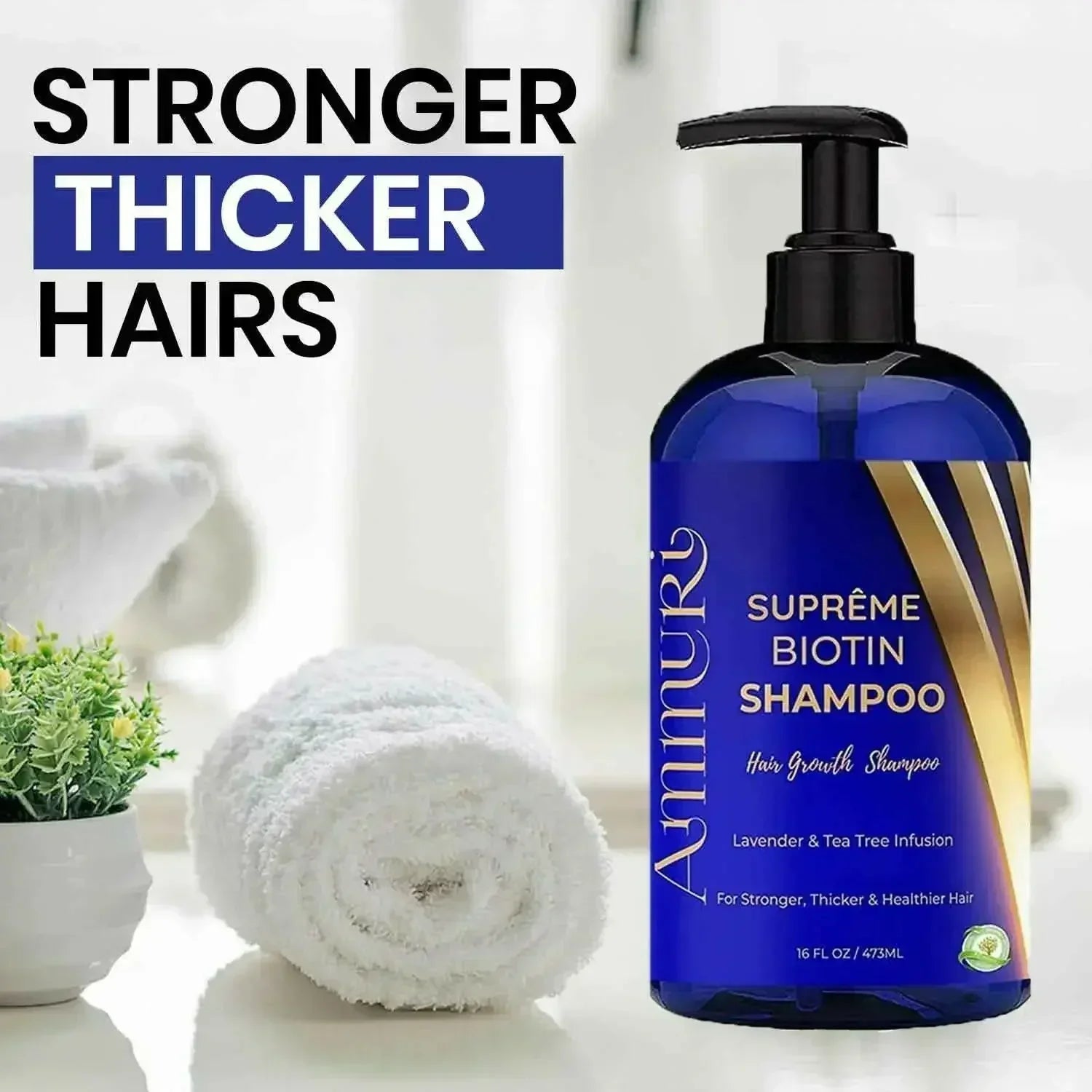Ammuri Supreme Biotin Shampoo – Daily Hair Care for Thicker - Looking Hair (473ml) - Herbalshire Handmade Herbal Products