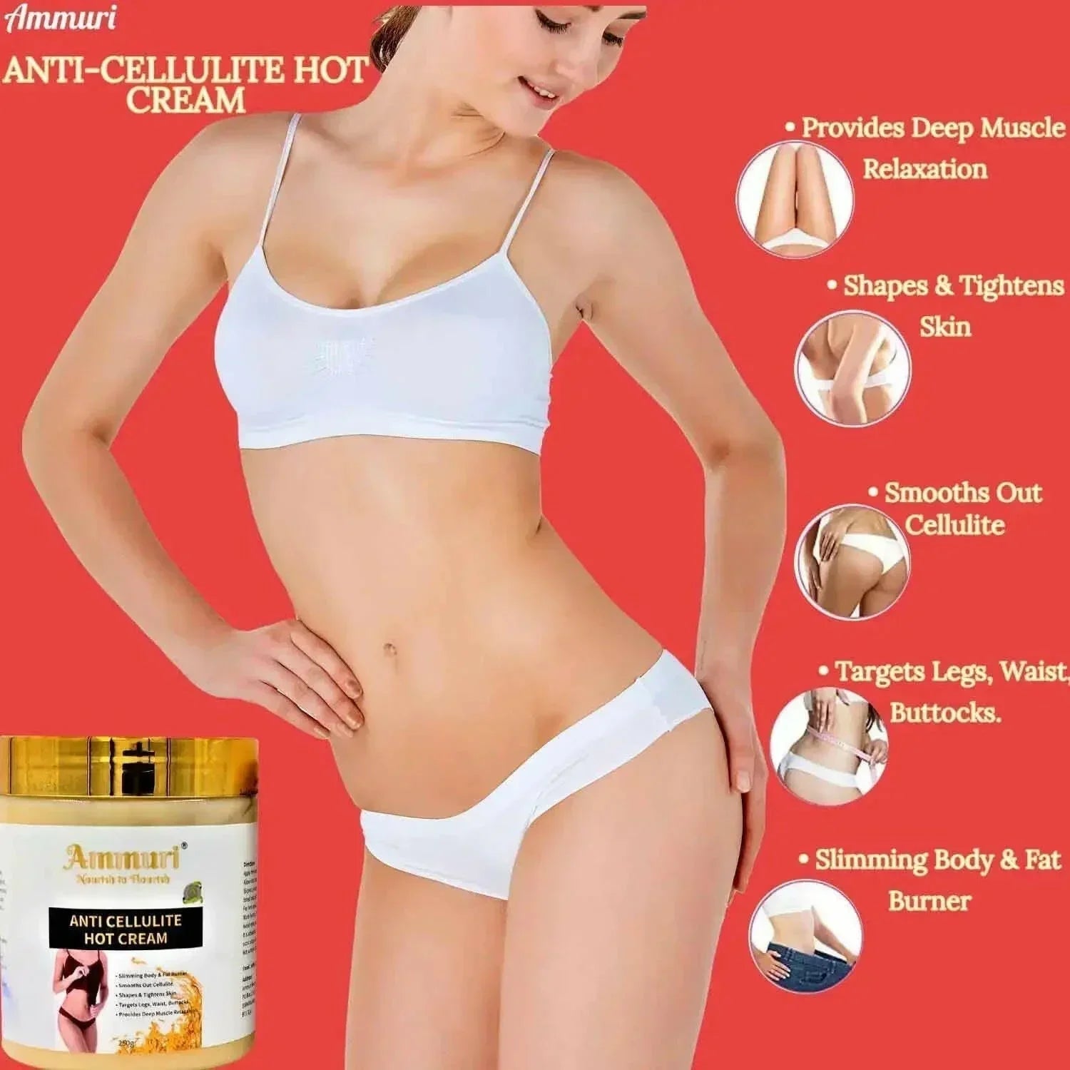 Ammuri Toning & Firming Body Cream – Targets Appearance of Cellulite & Stretch Marks (250g) - Herbalshire Handmade Herbal Products