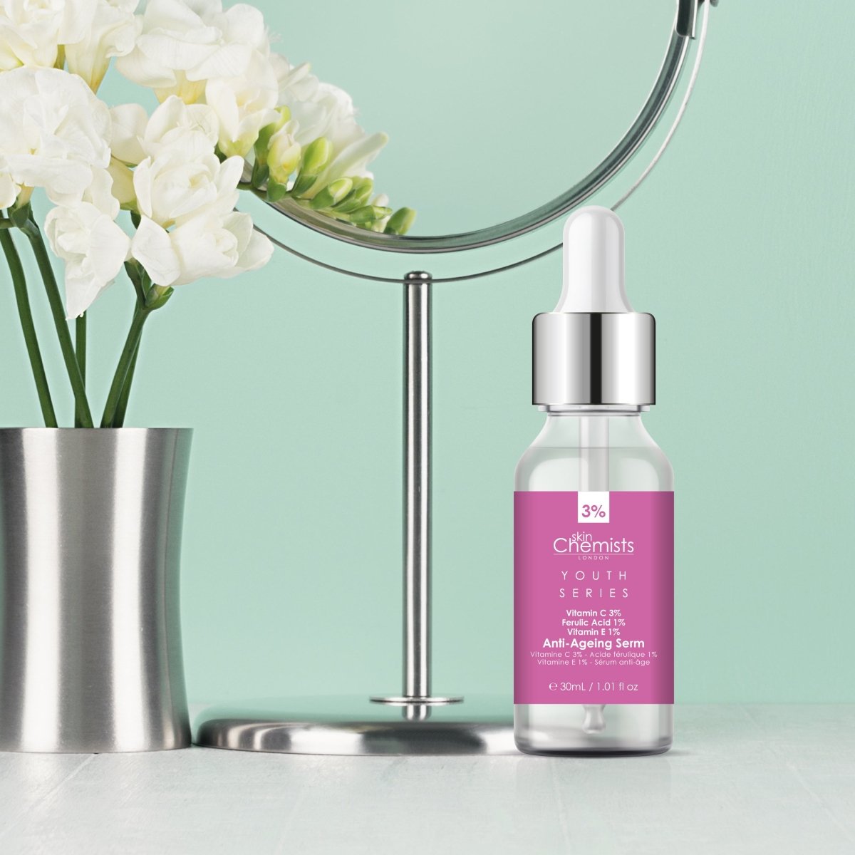 Anti - Ageing Serum Vitamin C 3%, Ferulic Acid 1%, Vitamin E 1% 30ml - Herbalshire Handmade Herbal Products