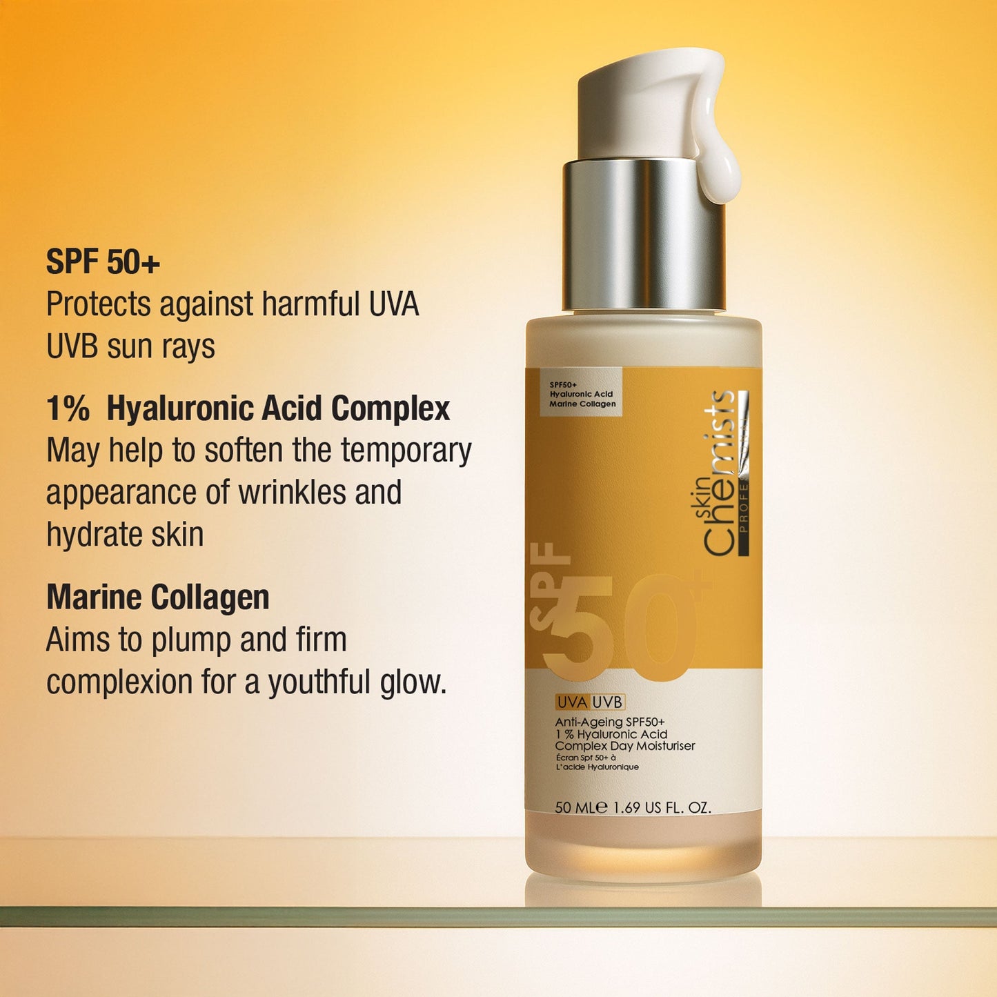 Anti - Ageing SPF50+ 1 % Hyaluronic Acid Complex Day Moisturiser - Herbalshire Handmade Herbal Products