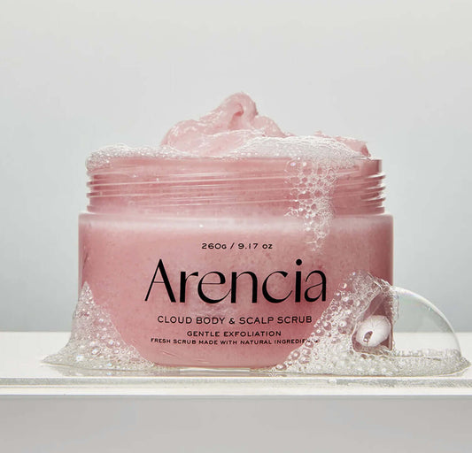 Arencia Fresh Cloud Body & Scalp Scrub - Lavender & Pear - Herbalshire Handmade Herbal Products