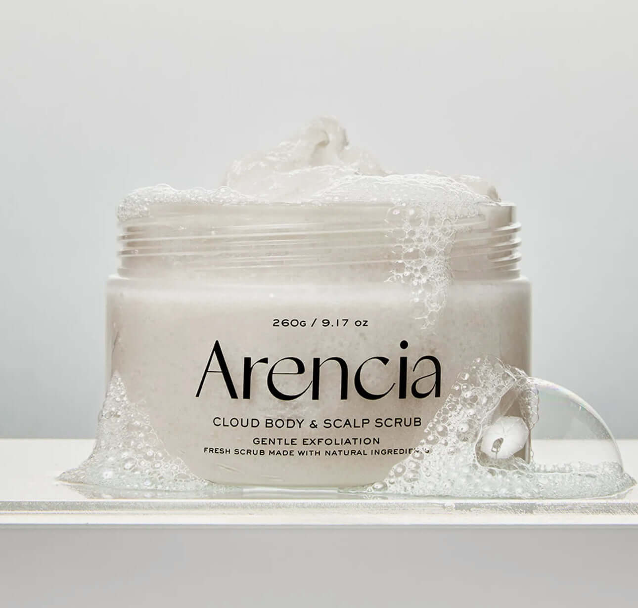 Arencia Fresh Cloud Body & Scalp Scrub - White Tea & Neroli - Herbalshire Handmade Herbal Products