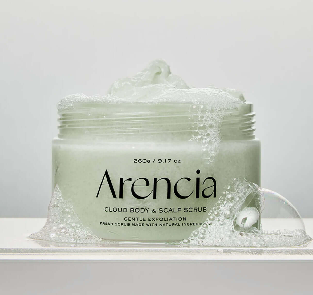 Arencia Fresh Cloud Body & Scalp Scrub - White Tea & Neroli - Herbalshire Handmade Herbal Products