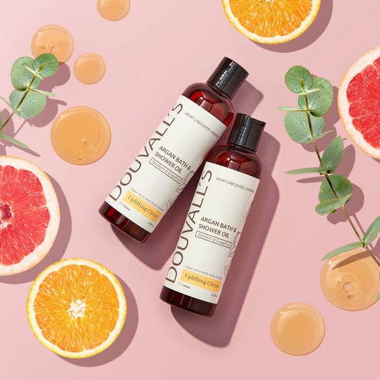 Argan Bath and Shower oil 240ml - Uplifting Citrus | Luxurious and Nourishing Body Cleanser - Herbalshire Handmade Herbal Products