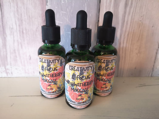Aromatherapy massage oil Creativity & Focus - Herbalshire Handmade Herbal Products