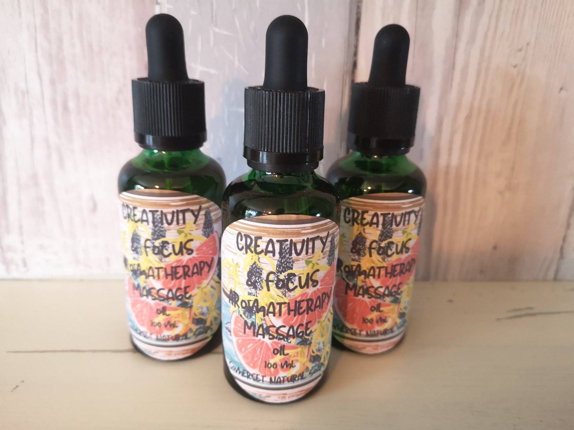 Aromatherapy massage oil Creativity & Focus - Herbalshire Handmade Herbal Products