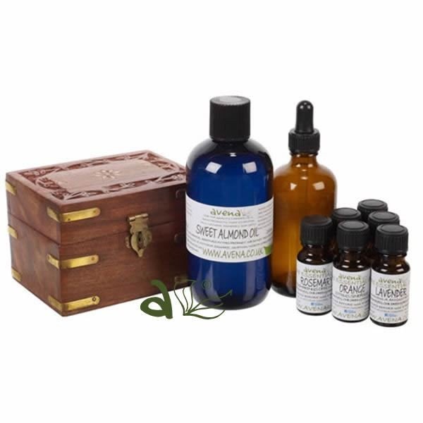 Aromatherapy Starter Kit UK | 6 Essential Oils | Sweet Almond Carrier Oil | Woo - Herbalshire Handmade Herbal Products