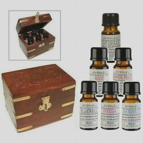 Aromatherapy Wooden Gift Box & 6 Fresh Summer Oils - Herbalshire Handmade Herbal Products