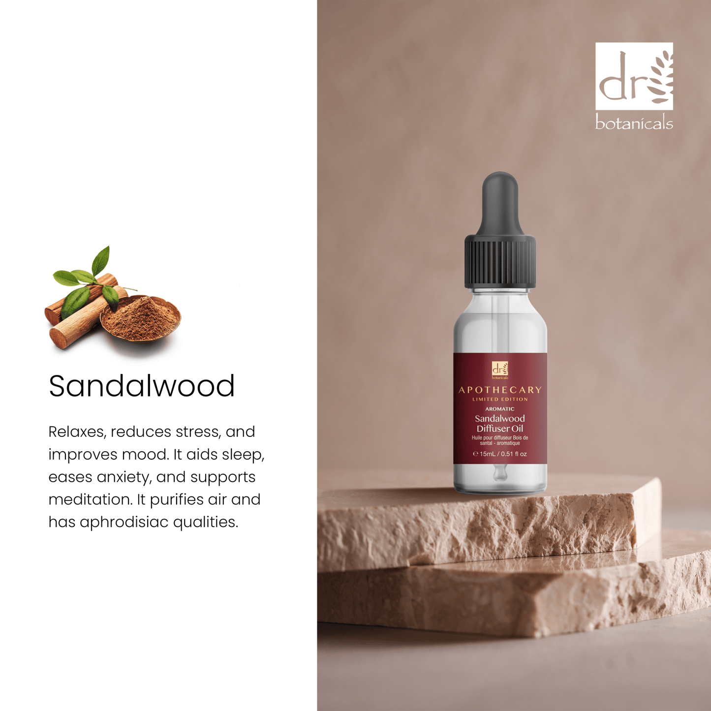 Aromatic Sandalwood Diffuser Oil 15ml - Herbalshire Handmade Herbal Products