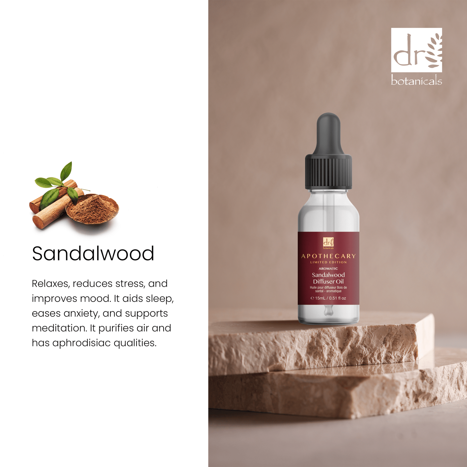 Aromatic Sandalwood Diffuser Oil 15ml - Herbalshire Handmade Herbal Products