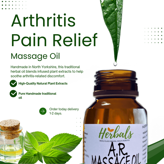 Arthritis Massage Oil 100ml – 500ml Handmade Natural Pain Relief Oil for Rheumatoid Arthritis, Joints & Back Pain – Herbalshire UK - Herbalshire Handmade Herbal Products